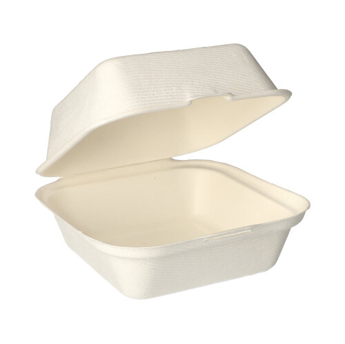 Hamburger-Boxen, Zuckerrohr "pure" 8 cm x 14 cm x 15 cm weiss