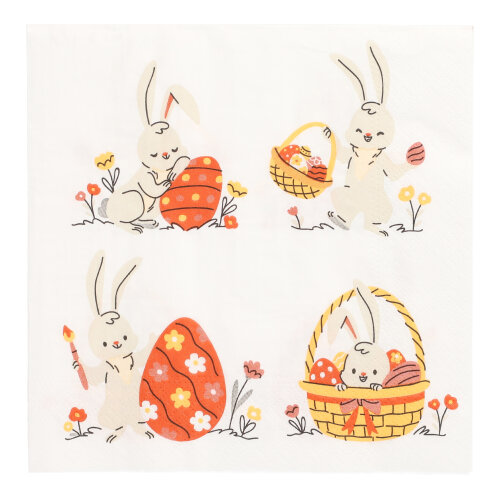 Servietten, 3-lagig 1/4-Falz 33 cm x 33 cm "Rabbit Parade"