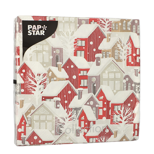 Servietten, 3-lagig 1/4-Falz 33 cm x 33 cm "Village"