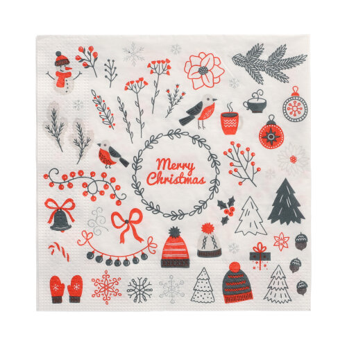 Servietten, 3-lagig 1/4-Falz 33 cm x 33 cm "Winter Symbols"
