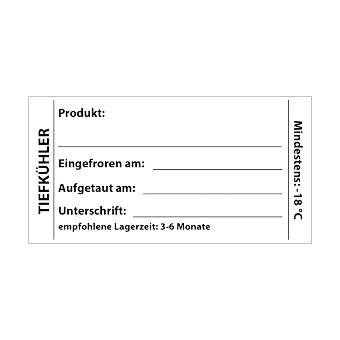 "LabelLord" HACCP Lebensmitteletiketten 37 mm x 64 mm weiss Tiefkühler