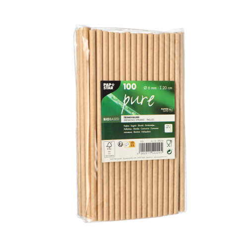 Trinkhalme, Papier "pure" Ø 6 mm · 20 cm braun