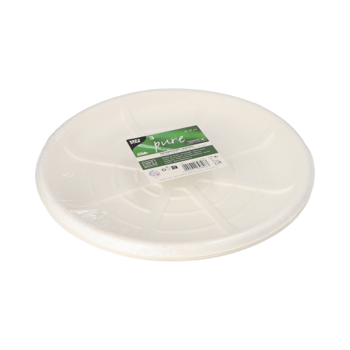Servierplatten, Zuckerrohr "pure" rund Ø 35 cm weiss für Meeresfrüchte