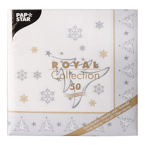 Servietten "ROYAL Collection" 1/4-Falz 40 cm x 40 cm silber "X-Mas Elegance"